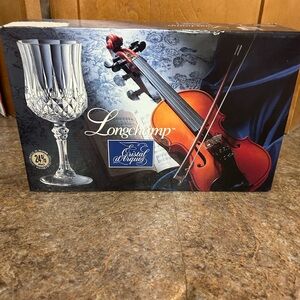 Longchamp Cristal d’Arques Wine Glass with Violin Design Set of 4